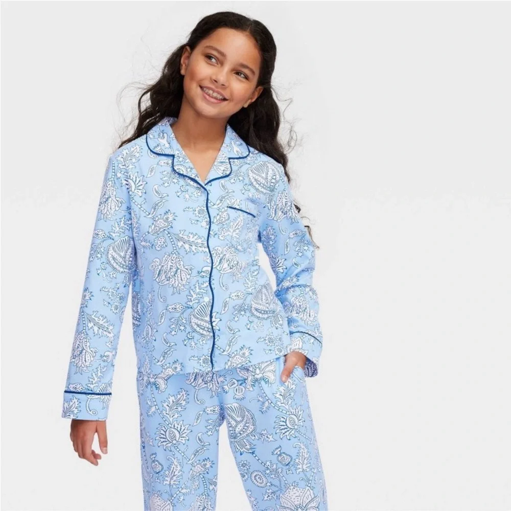 New Roller Rabbit x Target Girls Floral Vines Shirt & Pant Pajama Set MEDIUM - Picture 3 of 3